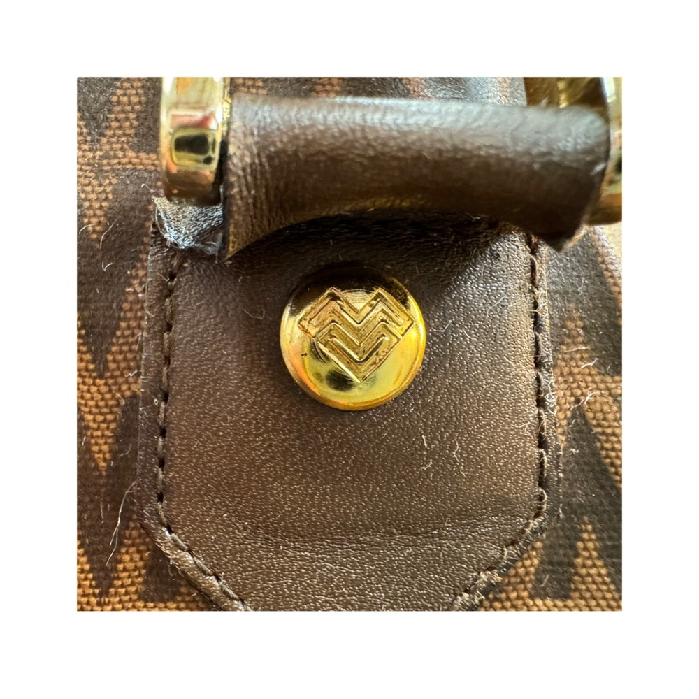 Valentino Brown Patterned satchel Handbag with V Logo - Picture 4 of 9
